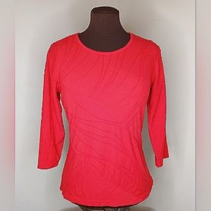 Cathy Daniel's blouse geometric ruching red size s-m.
